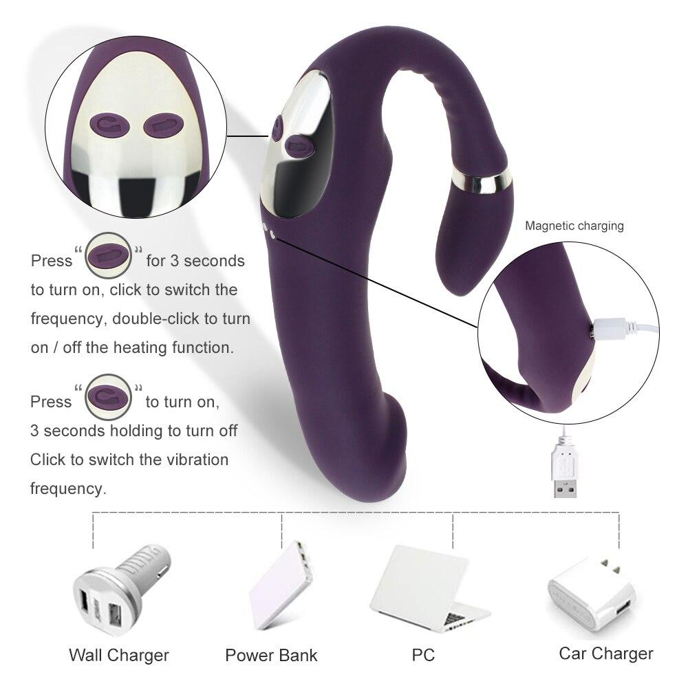 Sex Vibrator G-spot Stimulator Soft Double-head Vibrating Sex Toys for Women Clit Massager Rechargeable C-shape for Couple Fun