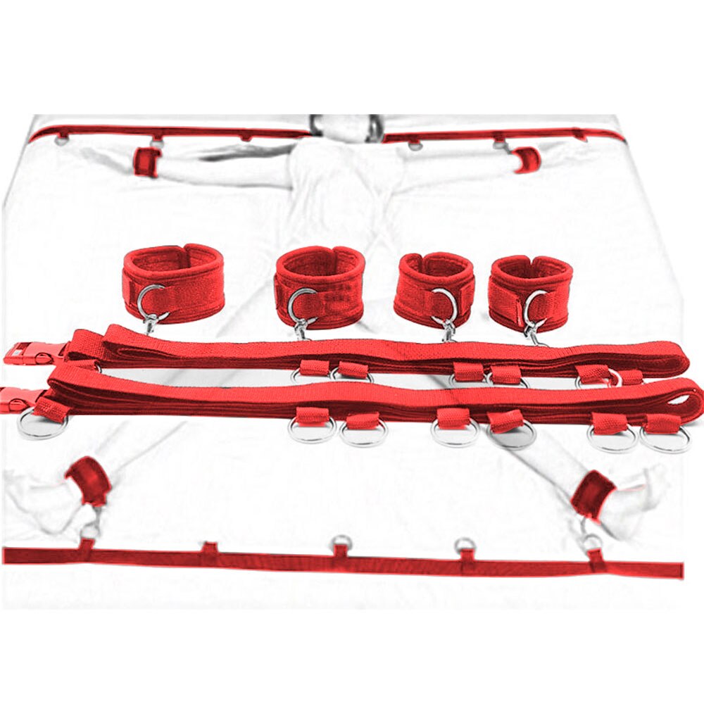 Sexy Hot Erotic Slave Adult Games Straps Restraints To The Bed Sex Toys for Women Handscuff Neck &amp; Ankle Cuffs BDSM Bondage Set