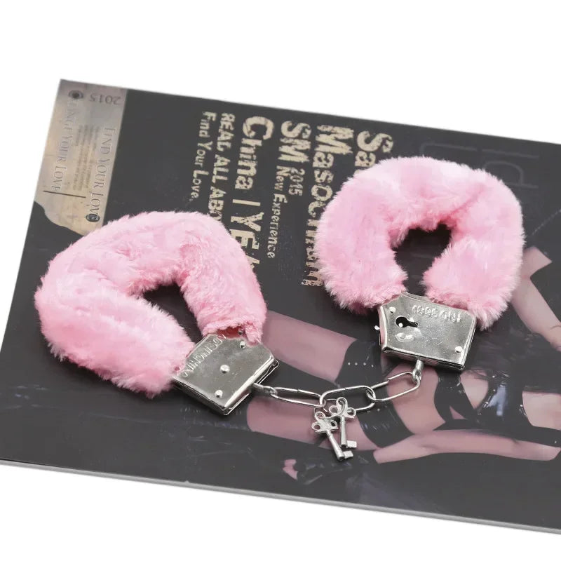 Fuzzy Plush Handcuffs Soft Bondage Restraints for Couples Play Adjustable Comfortable