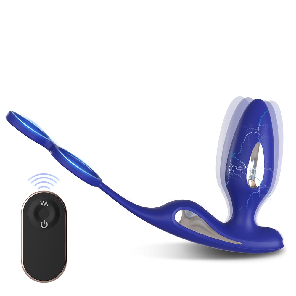 ไฟฟ้า Shock Anal Vibrator Butt Plug ชาย Prostate Massager รีโมทคอนโทรล Delay Ejaculation อวัยวะเพศชาย Cock แหวนเพศของเล่นสำหรับผู้ชาย