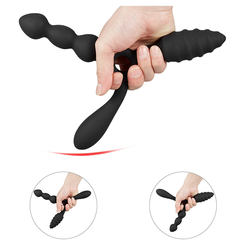 Silicone Butt Vagina Plug 3 In 1 Erotic Anal Sex Toy Anal Beads Butt Plug Anus Prostate Stimulator Massager Anal for Women Men