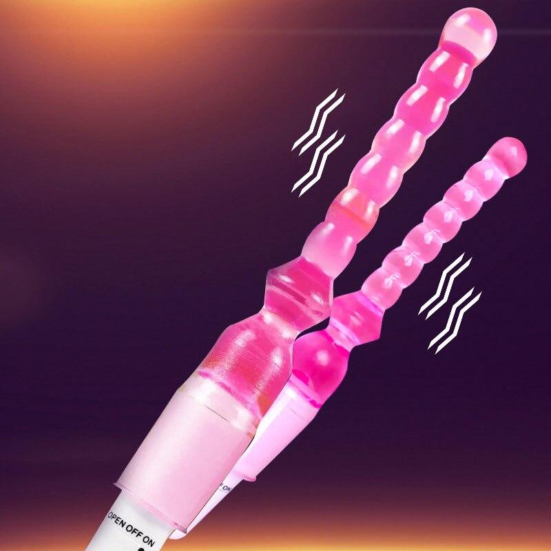 Silicone Jelly Long Anal Vibrator Magic Wand Anal Butt Plug Beads G Spot Massager Adult Sex Toys for Woman Couples Masturbation