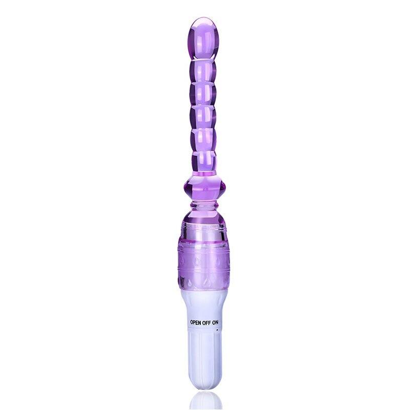 Silicone Jelly Long Anal Vibrator Magic Wand Anal Butt Plug Beads G Spot Massager Adult Sex Toys for Woman Couples Masturbation