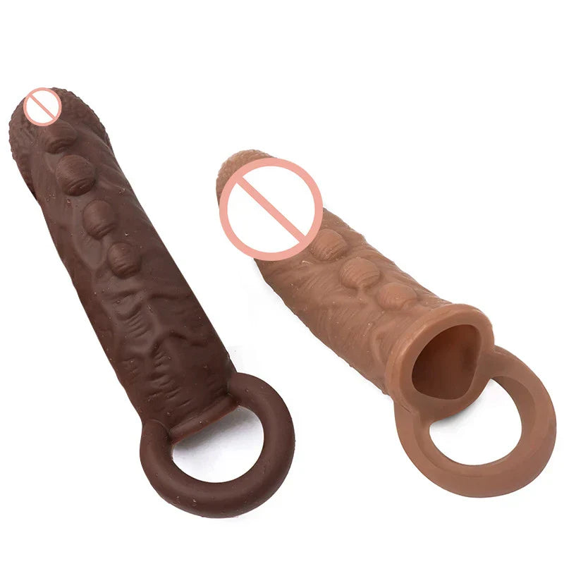 Silicone Penis Cover Reusable Condom Enlargement Extra Thick Penis Extender Cock Rings Sleeve Delay Ejaculation Sexitoys For Men