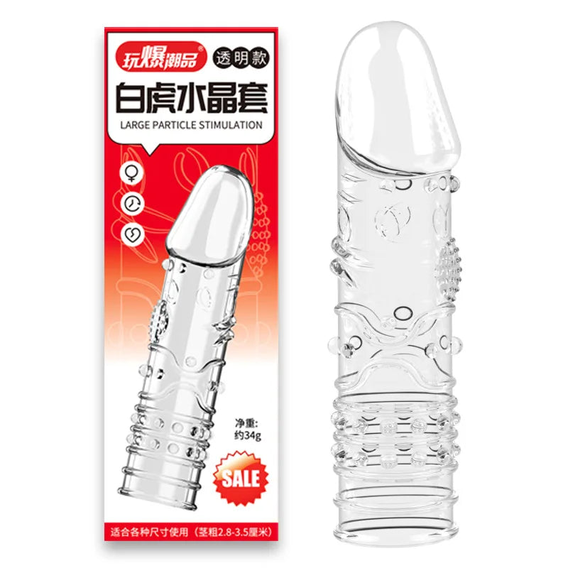 Silicone Penis Sleeves Reusable Condoms Cock Enlarger Penis Erection Sex Toy for Men Transparent Penis Enlargement Men Sex Toys