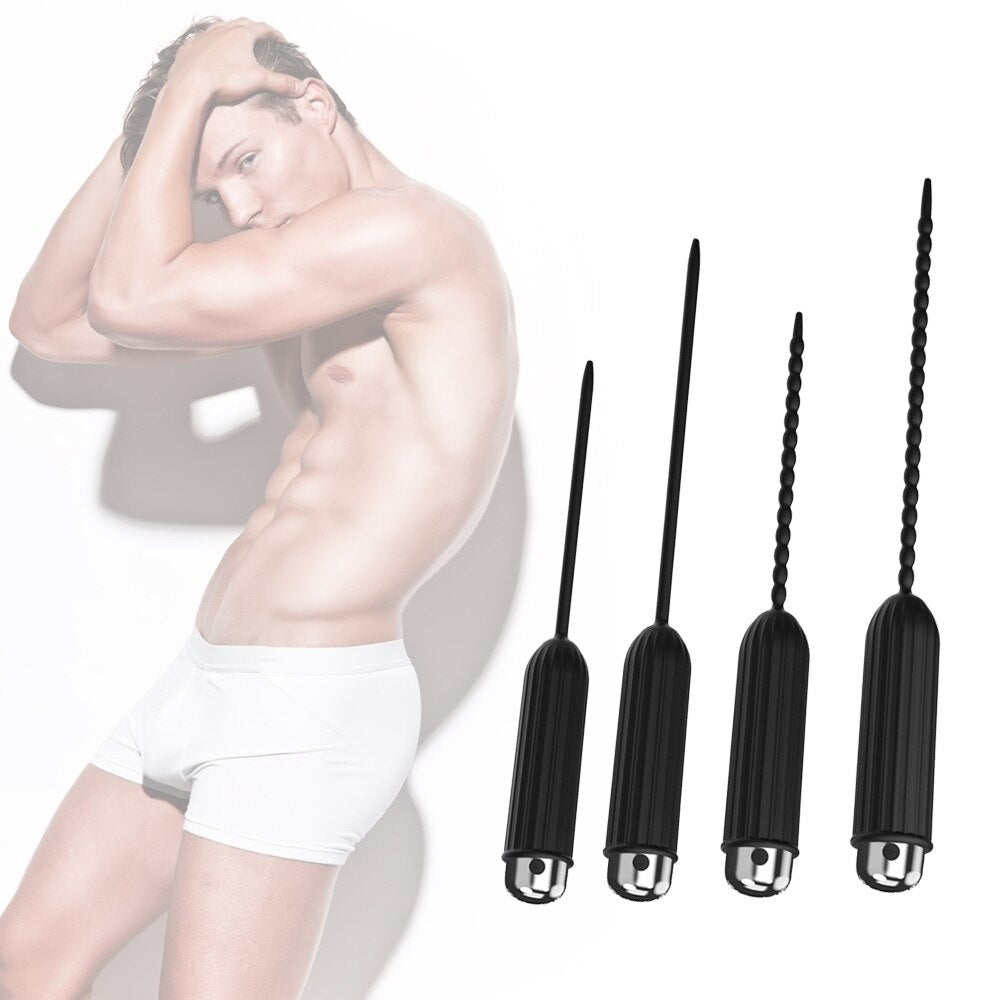 Silicone Urethral Dilators Penis Plug 10-Speed Vibrating Insertion Urethral Plug Catheter Sounds Vibrator Sex Toys for Men Adult