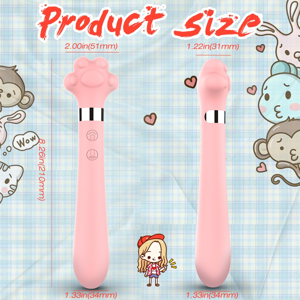 Soft น่ารัก Cat Claw Double Vibrator ซิลิโคนกันน้ำ Wand Masturbator เพศของเล่นสำหรับหญิงช่องคลอด G-Spot Anal นวด Shop