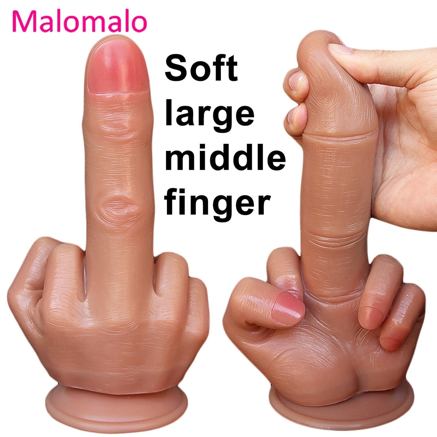 Large Spoof Middle Finger Gift Thick Dildo Gay Soft Silicone Dick Big Suction Cup Artificial Penis Anal Plug Sex Toy for Women