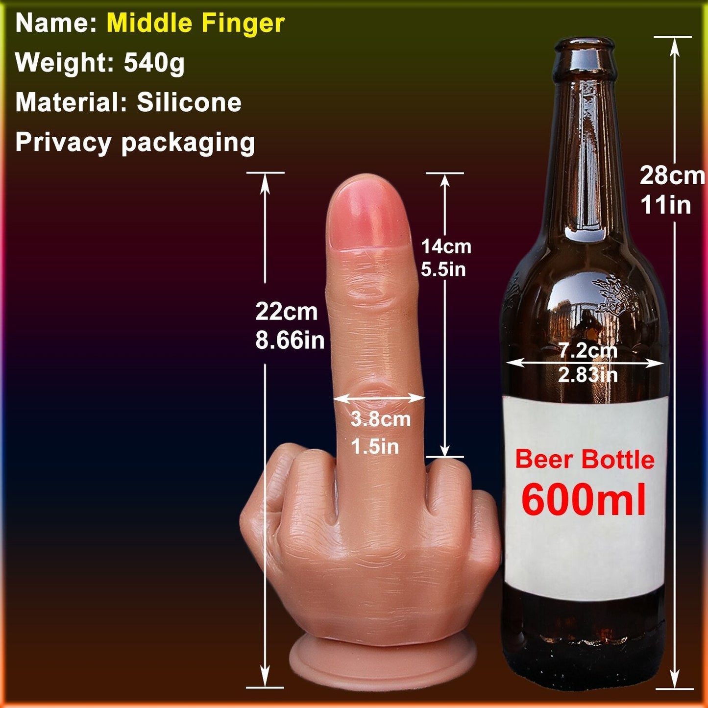 Large Spoof Middle Finger Gift Thick Dildo Gay Soft Silicone Dick Big Suction Cup Artificial Penis Anal Plug Sex Toy for Women