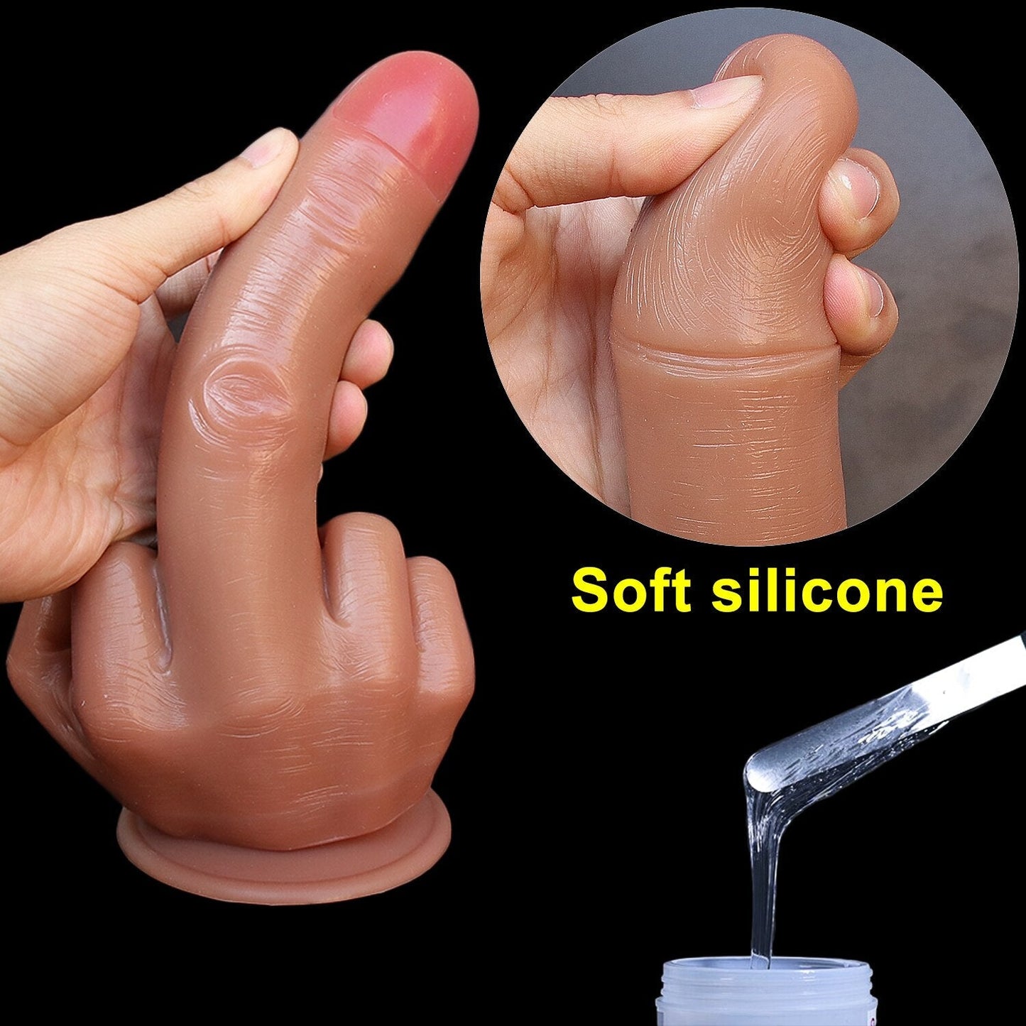 Large Spoof Middle Finger Gift Thick Dildo Gay Soft Silicone Dick Big Suction Cup Artificial Penis Anal Plug Sex Toy for Women