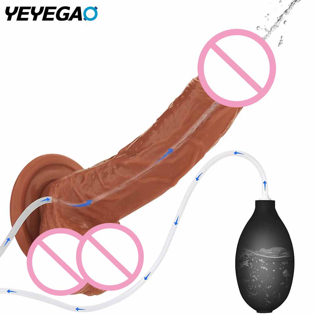 Realistic Squirting Dildo Ejaculating Penis for Beginners. Soft Curved Dildo and Female G-Spot Anal Prostate