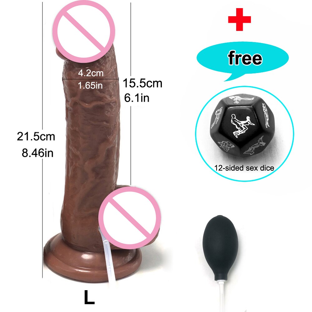 Realistic Squirting Dildo Ejaculating Penis for Beginners. Soft Curved Dildo and Female G-Spot Anal Prostate