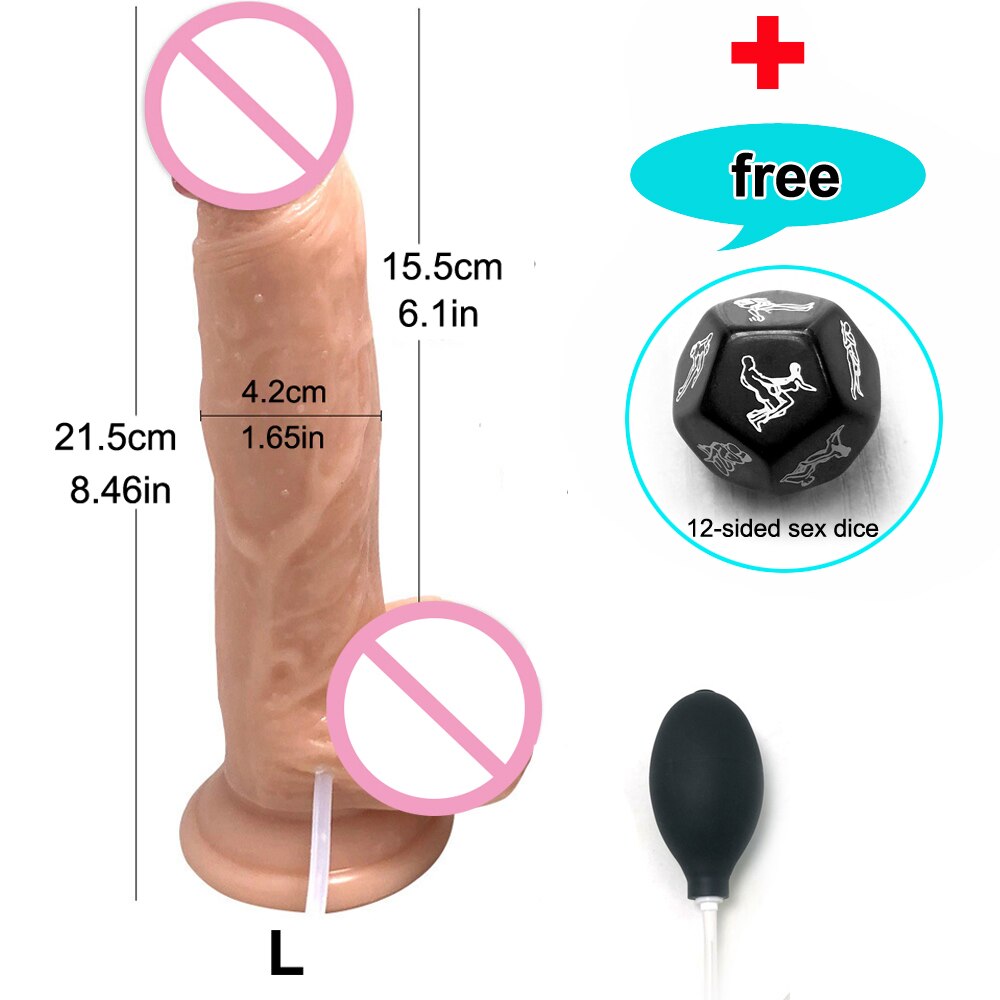 Realistic Squirting Dildo Ejaculating Penis for Beginners. Soft Curved Dildo and Female G-Spot Anal Prostate