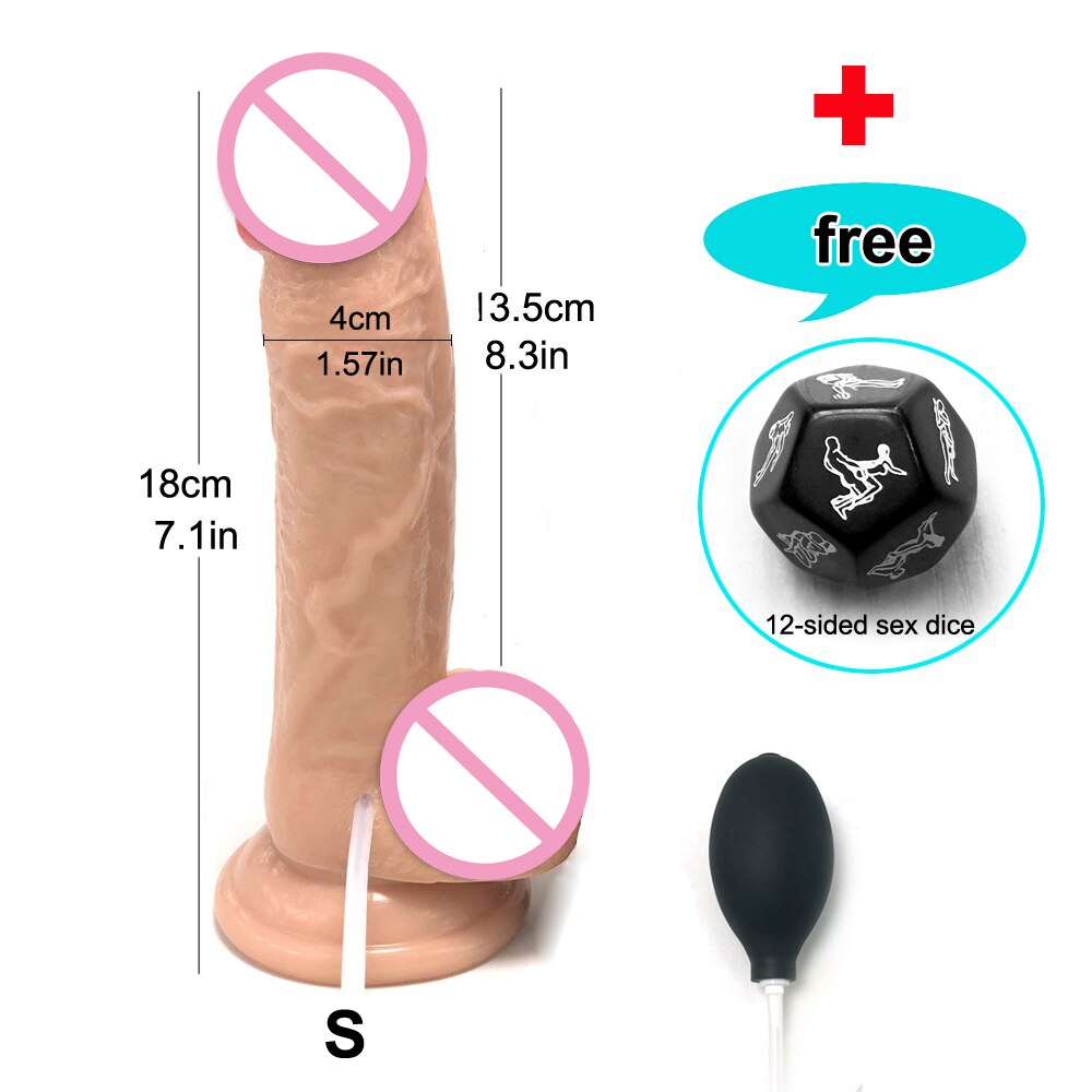Realistic Squirting Dildo Ejaculating Penis for Beginners. Soft Curved Dildo and Female G-Spot Anal Prostate