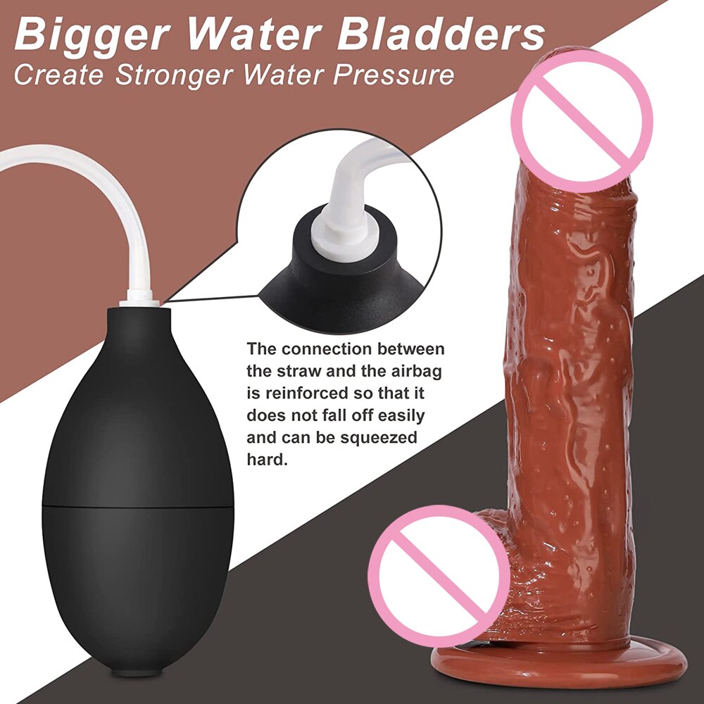 Realistic Squirting Dildo Ejaculating Penis for Beginners. Soft Curved Dildo and Female G-Spot Anal Prostate