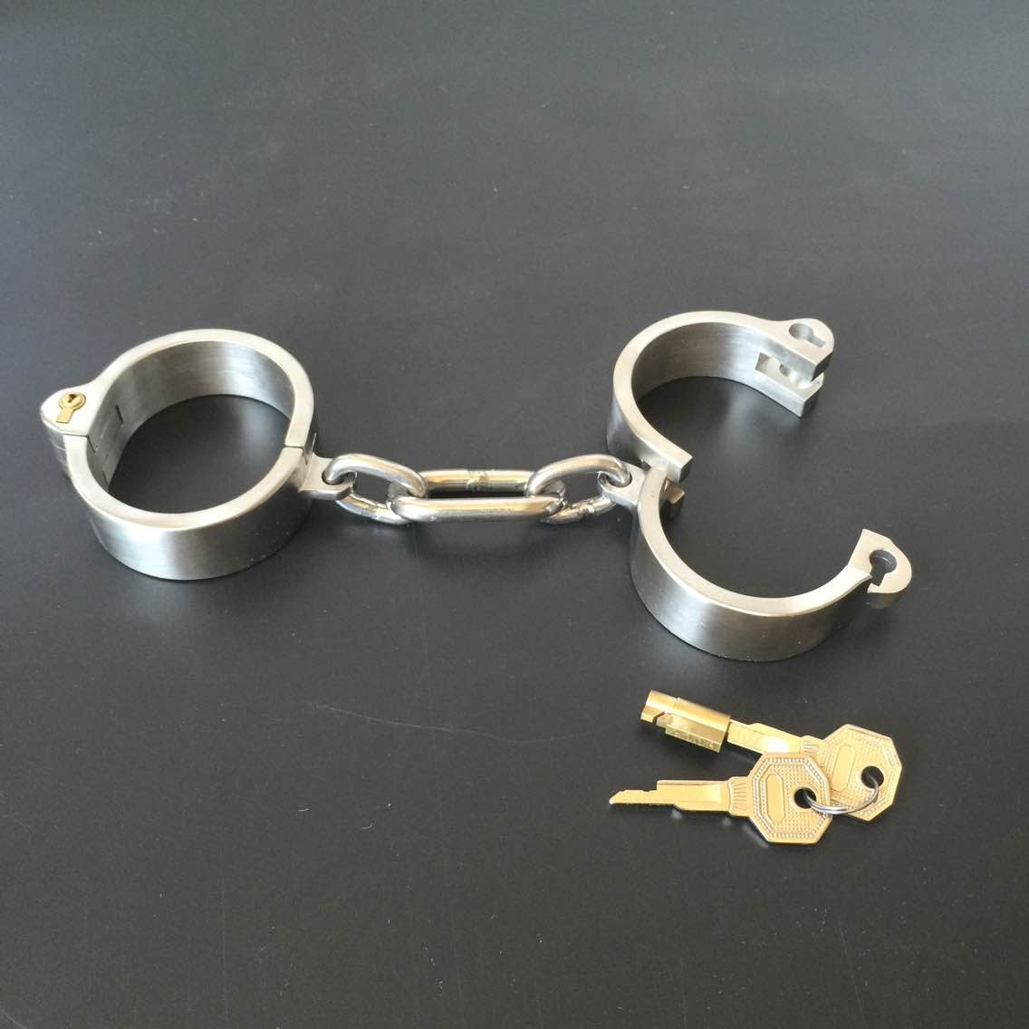 Stainless Steel Slave Flirt Wrist Handcuffs Ankle Cuffs Neck Collar Chain BDSM Shackle Bondage Invisible Lock Fetish Sex Toys