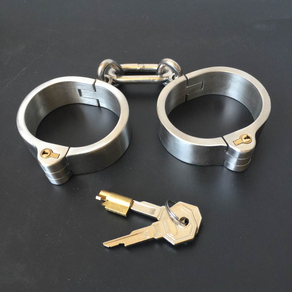 Stainless Steel Slave Flirt Wrist Handcuffs Ankle Cuffs Neck Collar Chain BDSM Shackle Bondage Invisible Lock Fetish Sex Toys