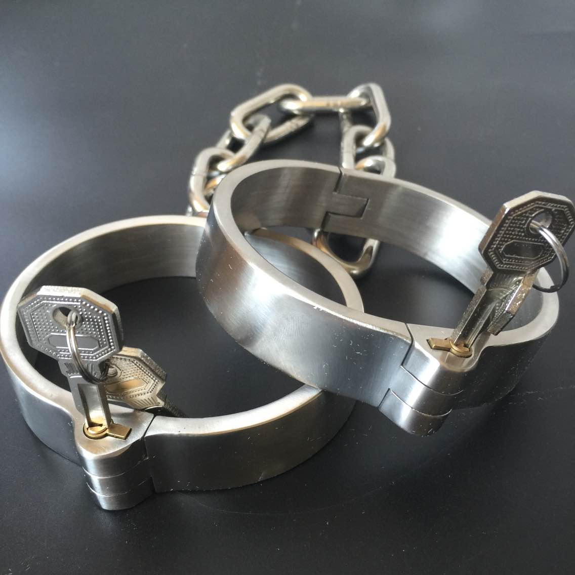 Stainless Steel Slave Flirt Wrist Handcuffs Ankle Cuffs Neck Collar Chain BDSM Shackle Bondage Invisible Lock Fetish Sex Toys