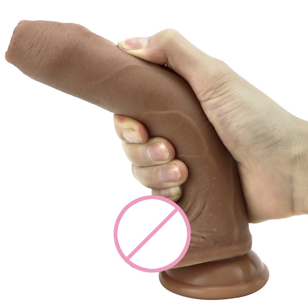 Strong Man Slide Foreskin Big Dildo Skin Feel Suction Cup Thick Cock Adult Toy for Men Women Gay Couple Silicone Penis