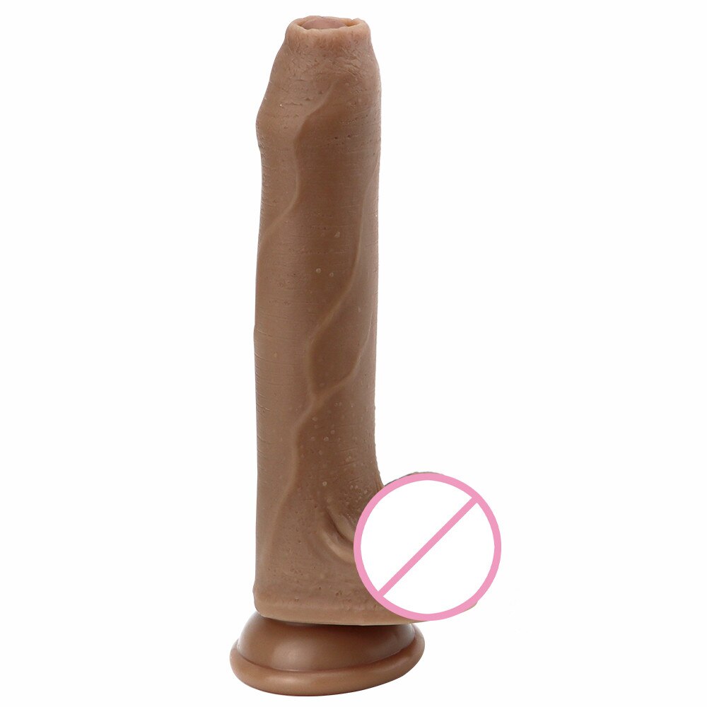Strong Man Slide Foreskin Big Dildo Skin Feel Suction Cup Thick Cock Adult Toy for Men Women Gay Couple Silicone Penis