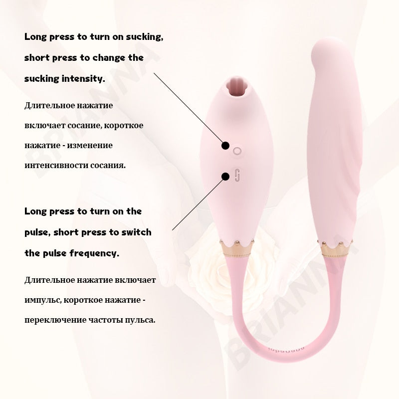 Sucking Vibrator Bendable Female 7-Frequency Pulse Soft Silicone G-Spot Clitoris Stimulator Sex Toy for Women Nipple Sucker