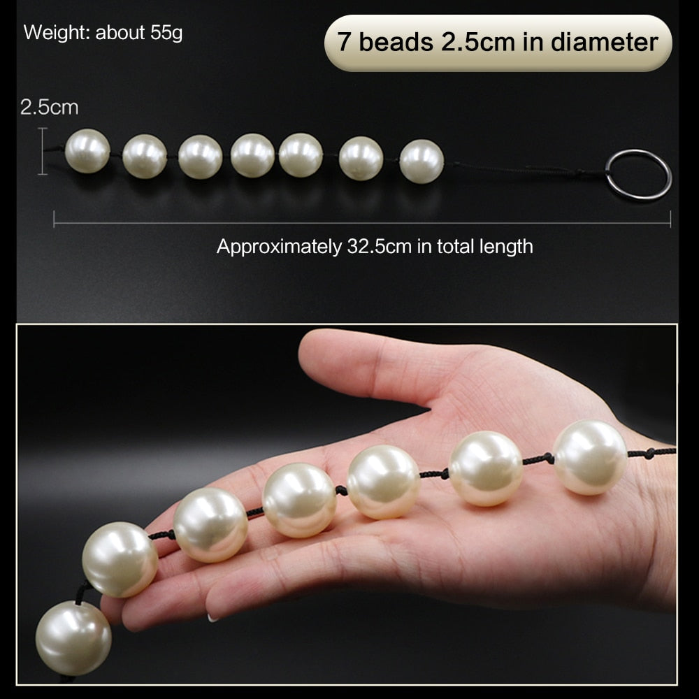Super Large Pearl Anal Plugs, Long Anal Beads Butt Plug, Vaginal Balls Sex Toys for Women Men, Handheld Anus Masturbator Expander