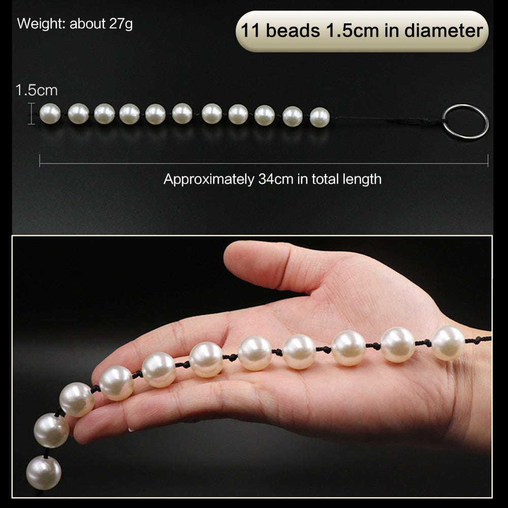 Super Large Pearl Anal Plugs, Long Anal Beads Butt Plug, Vaginal Balls Sex Toys for Women Men, Handheld Anus Masturbator Expander