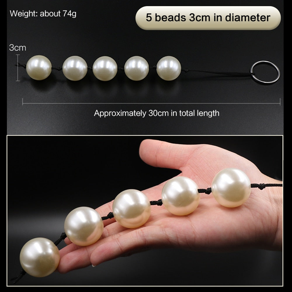 Super Large Pearl Anal Plugs, Long Anal Beads Butt Plug, Vaginal Balls Sex Toys for Women Men, Handheld Anus Masturbator Expander