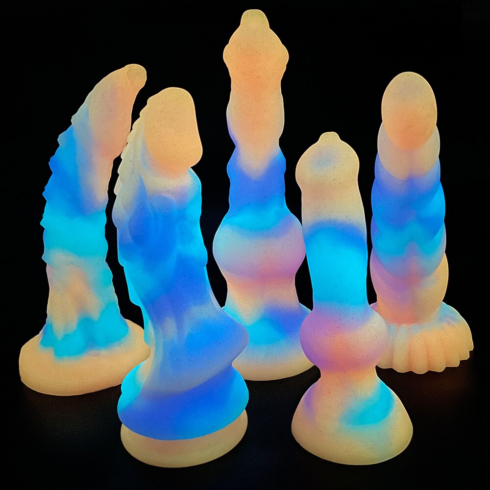 Super Soft Luminous Dog Penis Dildo Adult Sex Toy for Women Monster Dick Suction Cup Anal Toy Male Female Masturbation