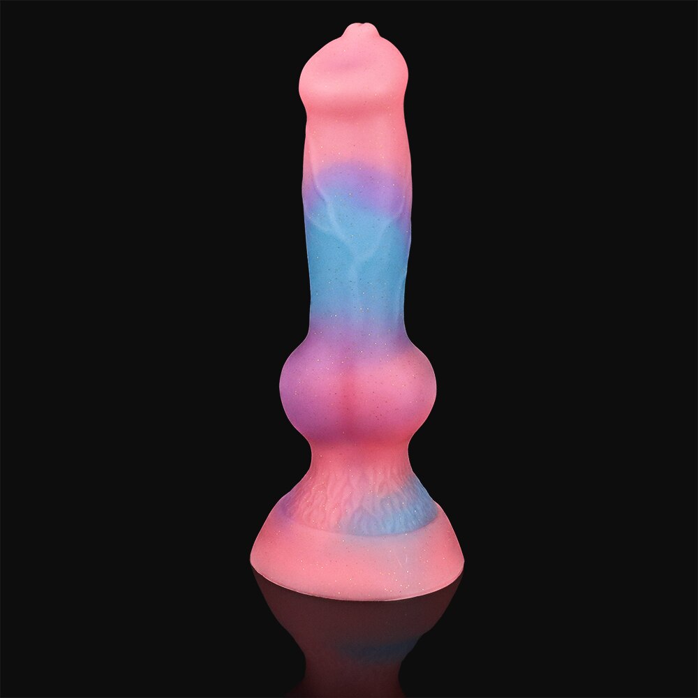Super Soft Luminous Dog Penis Dildo Adult Sex Toy for Women Monster Dick Suction Cup Anal Toy Male Female Masturbation