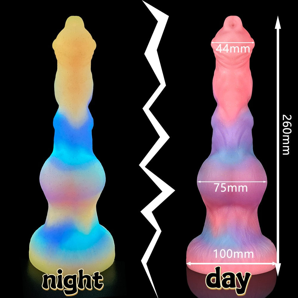 Super Soft Luminous Dog Penis Dildo Adult Sex Toy for Women Monster Dick Suction Cup Anal Toy Male Female Masturbation