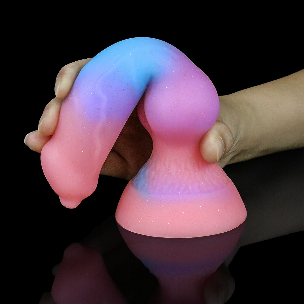 Super Soft Luminous Dog Penis Dildo Adult Sex Toy for Women Monster Dick Suction Cup Anal Toy Male Female Masturbation