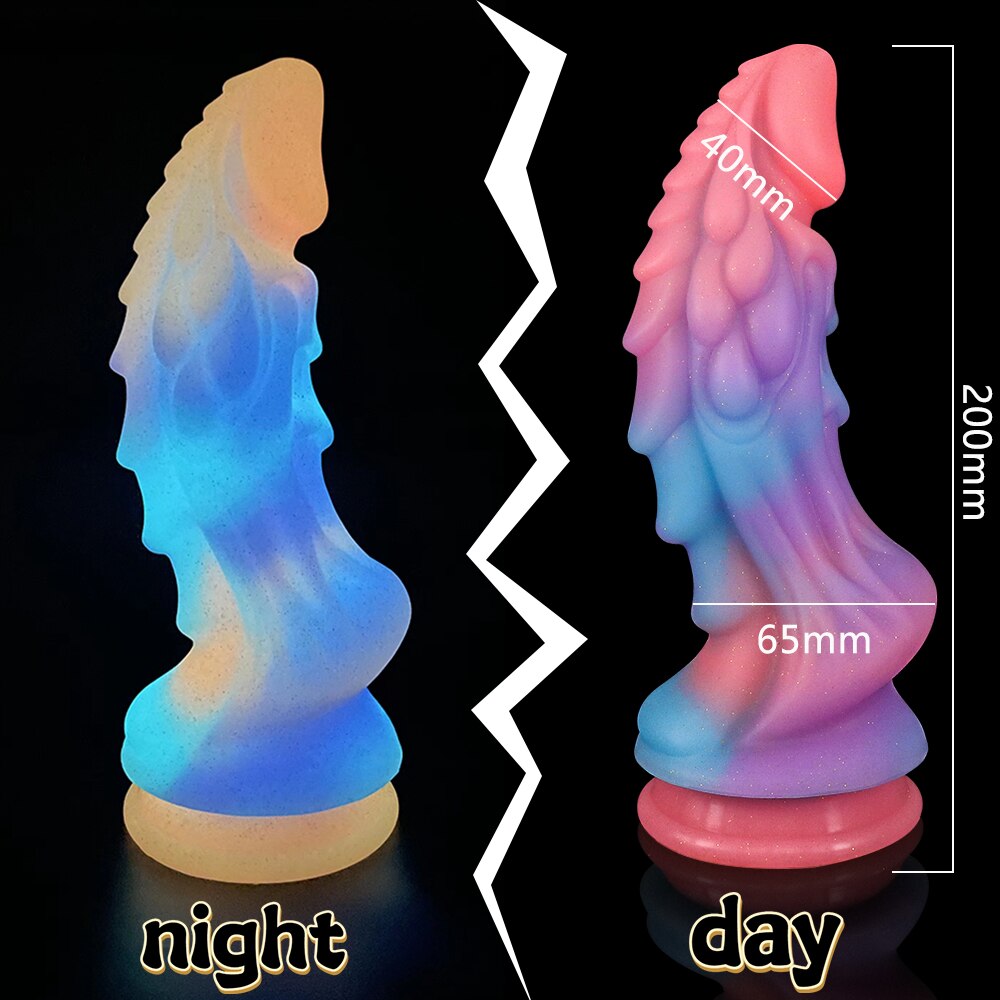 Super Soft Luminous Dog Penis Dildo Adult Sex Toy for Women Monster Dick Suction Cup Anal Toy Male Female Masturbation