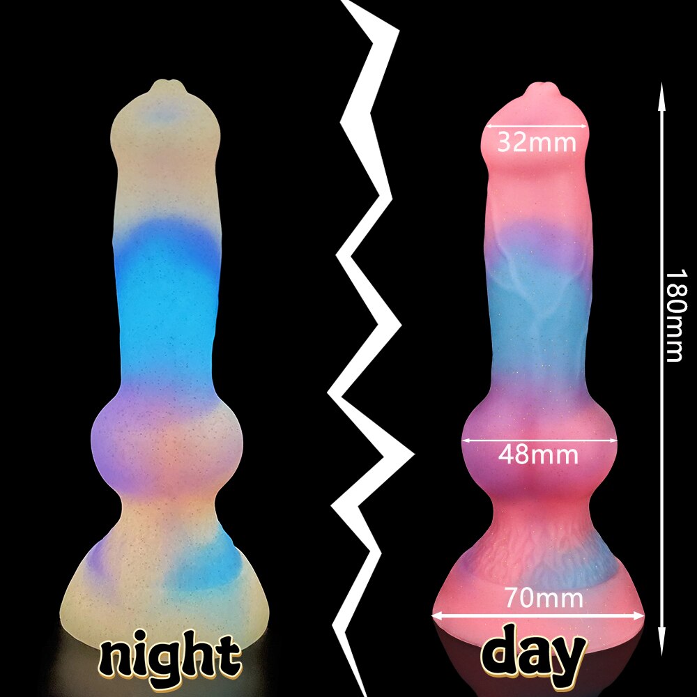 Super Soft Luminous Dog Penis Dildo Adult Sex Toy for Women Monster Dick Suction Cup Anal Toy Male Female Masturbation