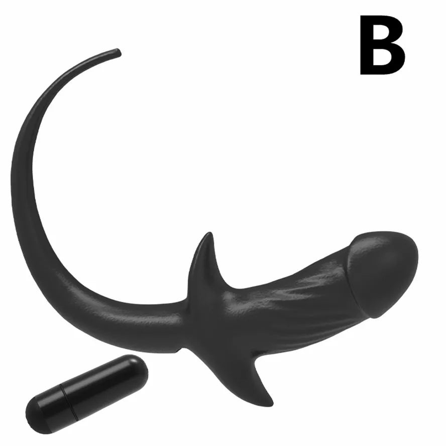 TPE Vibrator Dog Tail Butt Plug Puppy Tail Anal Plug Toys G-spot Stimulator Erotic Adult Toys Slave Women Tail Gay Sex Toys