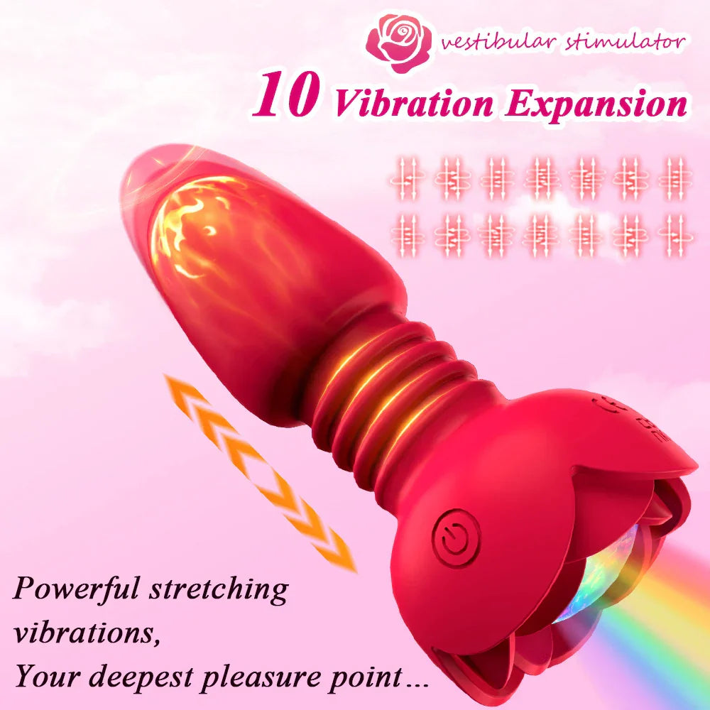 Telescopic Anal Plug Vibrator, Vibrating Butt Plug, Wireless Remote Dildo, Prostate Massager, Vagina Masturbator, Sex Toy for Men and Gays