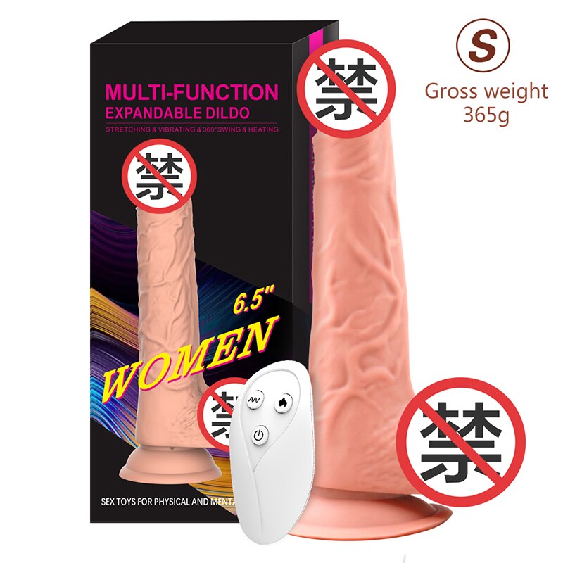 Telescopic Heating Dildo Vibrator G-Spot Massager Large Realistic Penis Climax Anal Sex Toy for Women Adult Product
