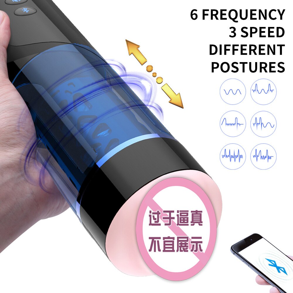Bluetooth Auto Control Telescopic Rotating Piston Male Masturbator Cup Sexy Moans Sound Real Vagina Pussy Sex Toy for Men