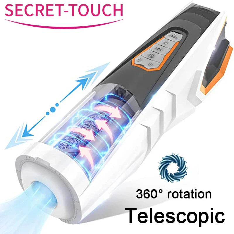 Telescopic Rotating Male Masturbator Cup Adult Toy for Men Voice Interactive Airplane Cup Silicone Vagina