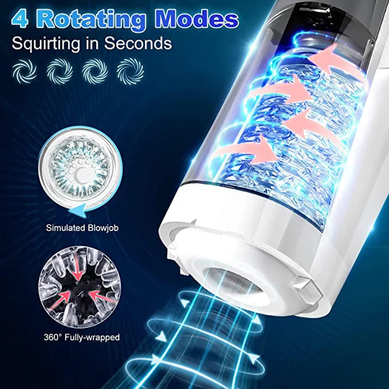Telescopic Rotating Male Masturbator Cup Adult Toy for Men Voice Interactive Airplane Cup Silicone Vagina