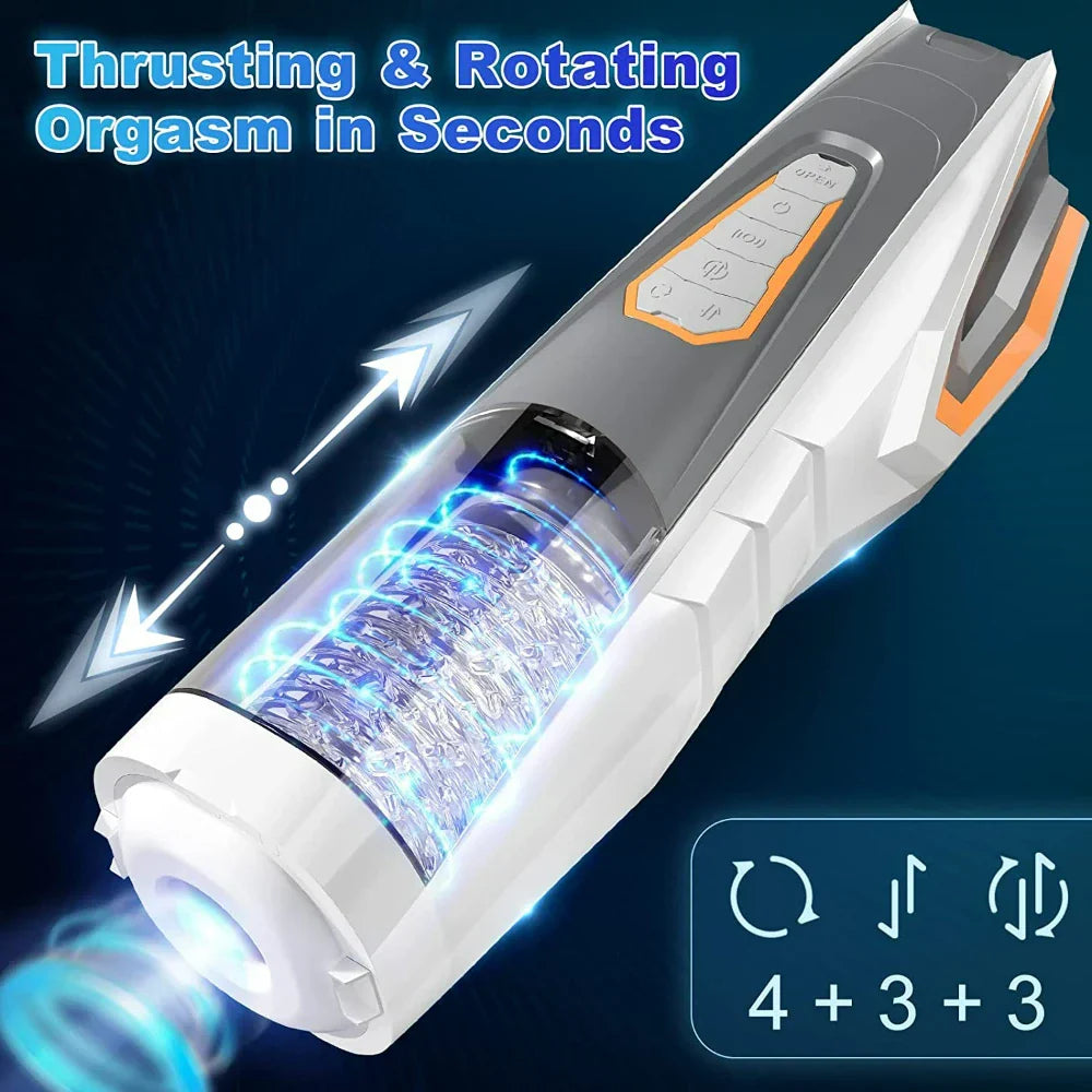 Telescopic Rotating Male Masturbator Cup Adult Toy for Men Voice Interactive Airplane Cup Silicone Vagina