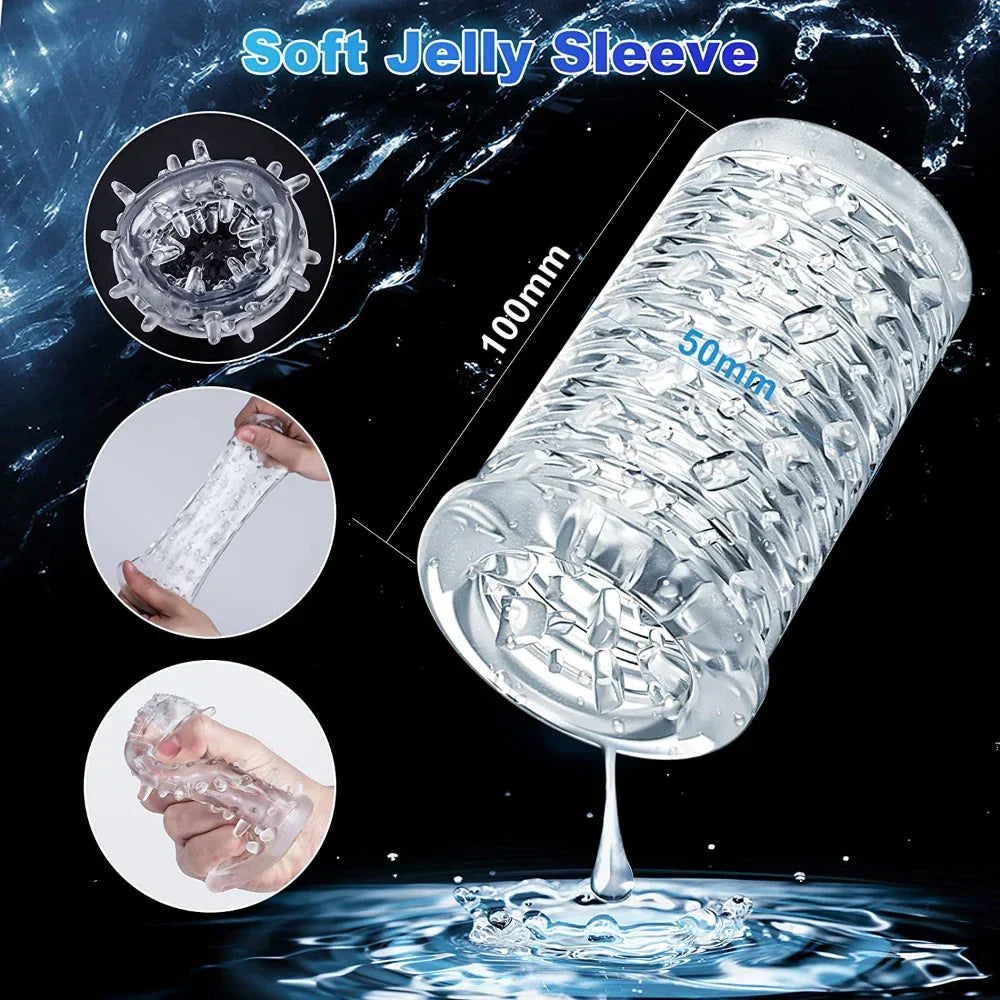 Telescopic Rotating Male Masturbator Cup Adult Toy for Men Voice Interactive Airplane Cup Silicone Vagina
