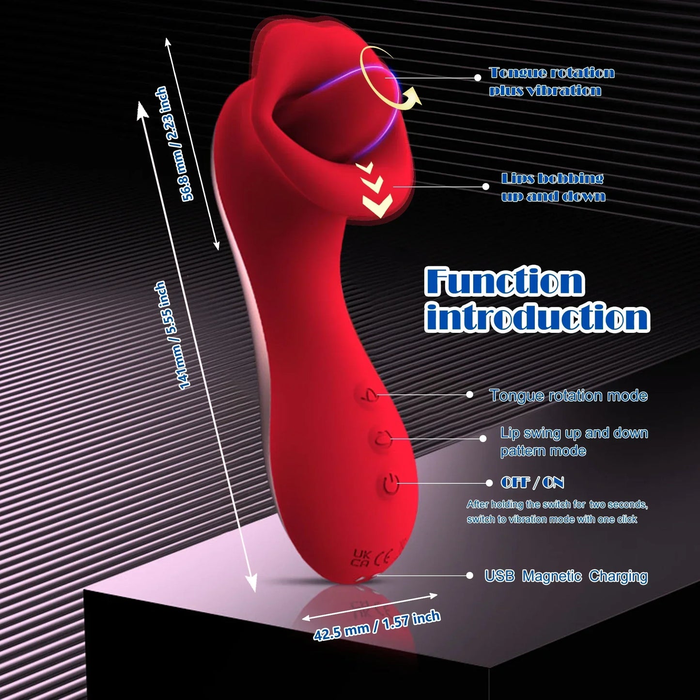 Tongue Licking Vibrator for Women with Handle, 10-Speed Clitoral Stimulator, Nipple and G-Spot Female Masturbator, Adult Sex Toys 18+
