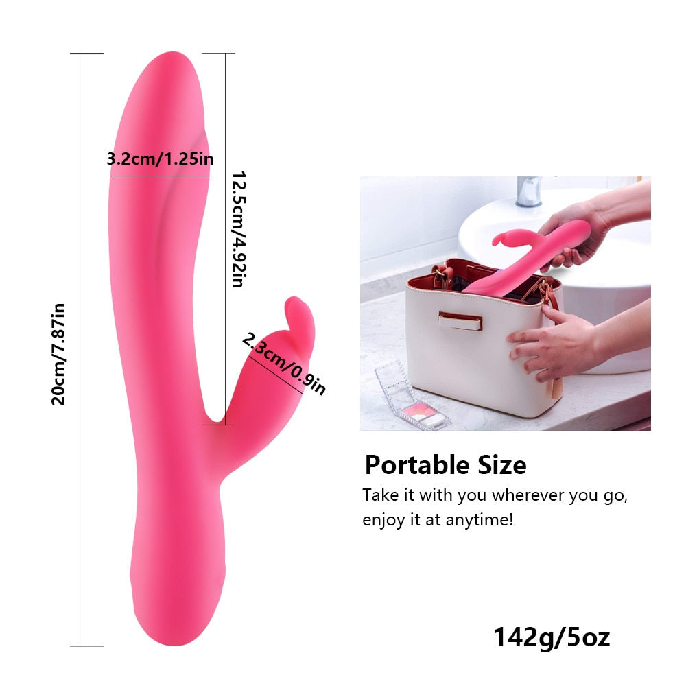 USB Charging Heating AV Rabbit Dildo Vibrator Vagina Clitoris Stimulator G-Spot Adult Game Sex Toys for Women Female Masturbator