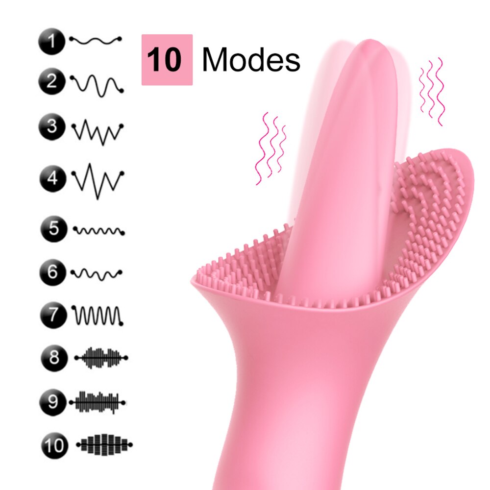 Vaginal Massage G Spot Clitoral Vibrator Tongue Licking Clit Tickler Sex Toys for Women 10 Modes Vibrating Adult Orgasm Product