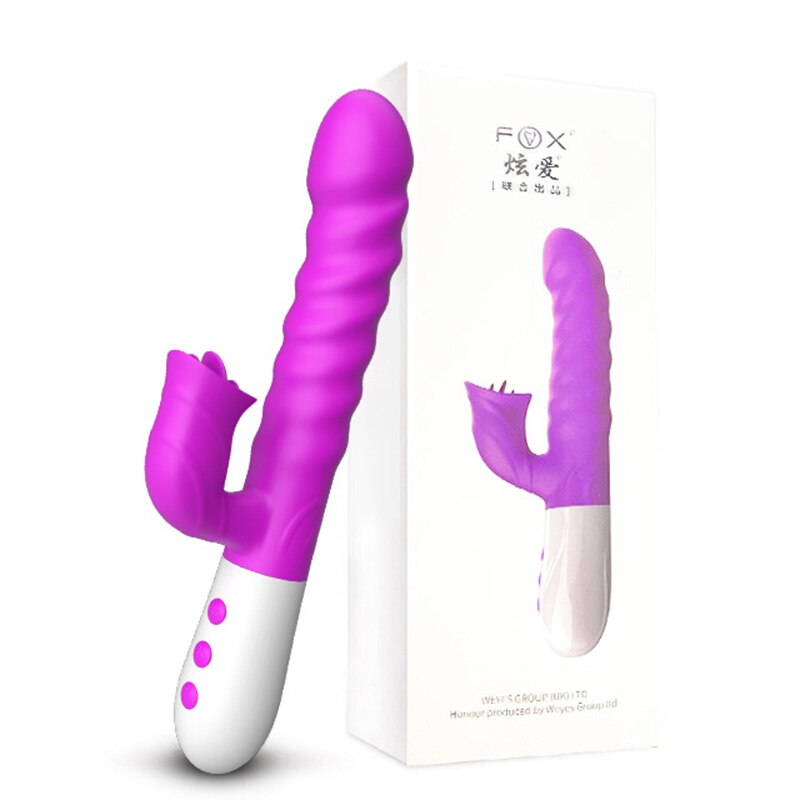 New Couple Licking Vibrating Dildo Telescopic Rotating Vibrators for Women Anal Vaginal Clitoris Stimulator Adult Sex Toy