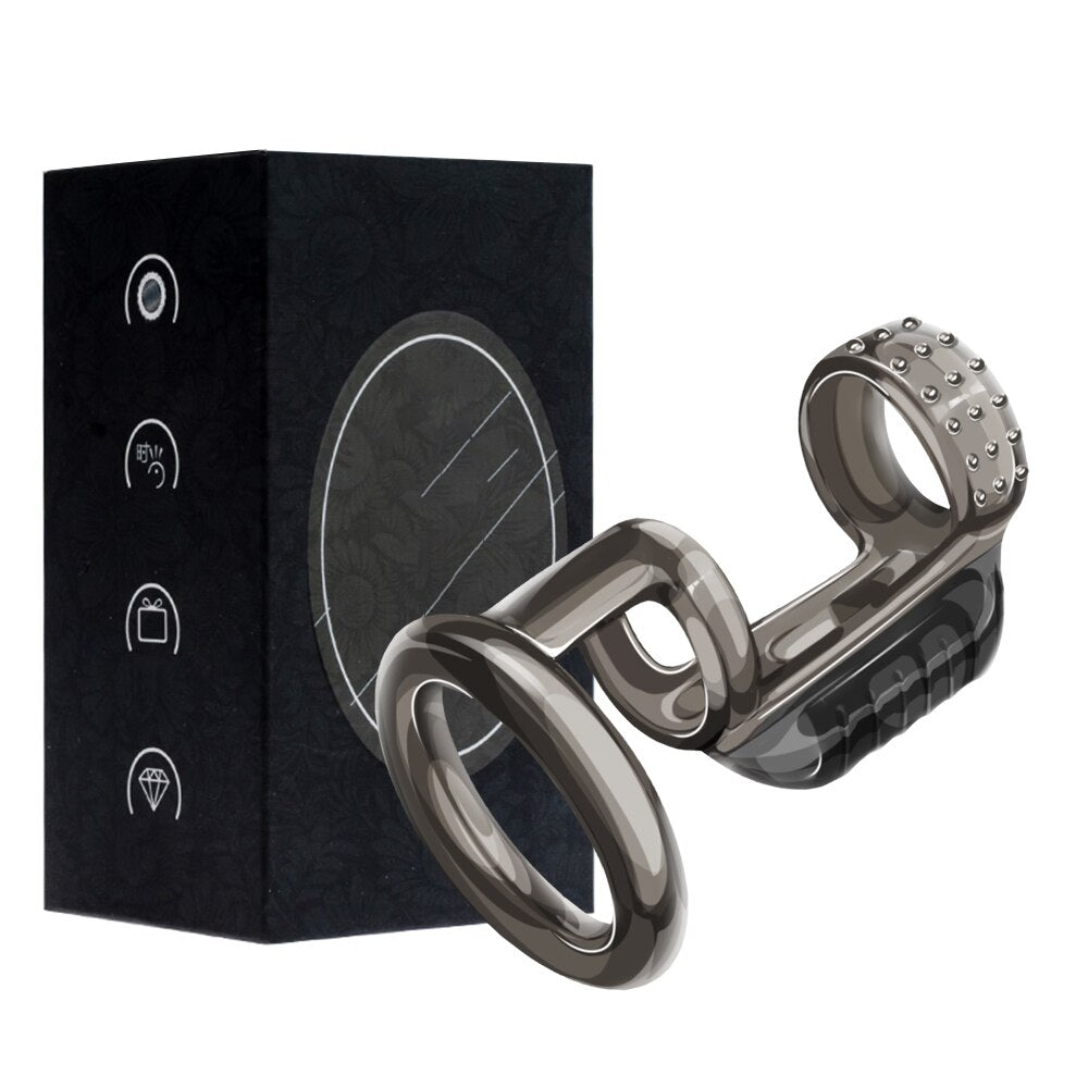 Vibrating Penis Ring for Men, Delay Ejaculation Sex Toys, Silicone Penis Ring, Cock Ring, Chastity Cage Device