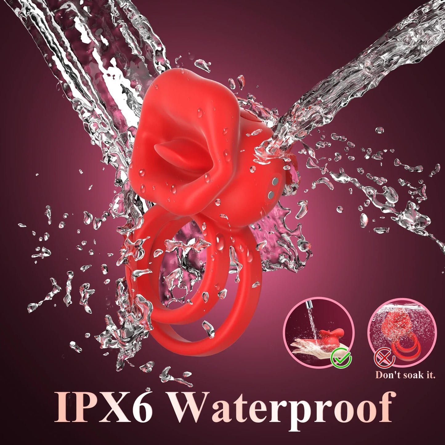 Vibrating Penis Ring with Tongue Licking Clitoral Stimulator Delay Ejaculation Cockring Penisring Sex Toys for Men Adults 18