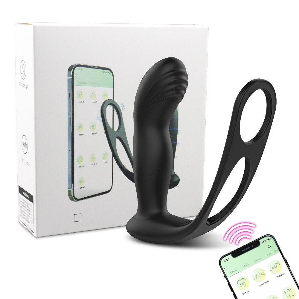 Vibrator ชายต่อมลูกหมากนวด Butt Plug ชะลอการแหวนควบคุม Backyard ของเล่นสามจุดกระตุ้นคู่ Flirt