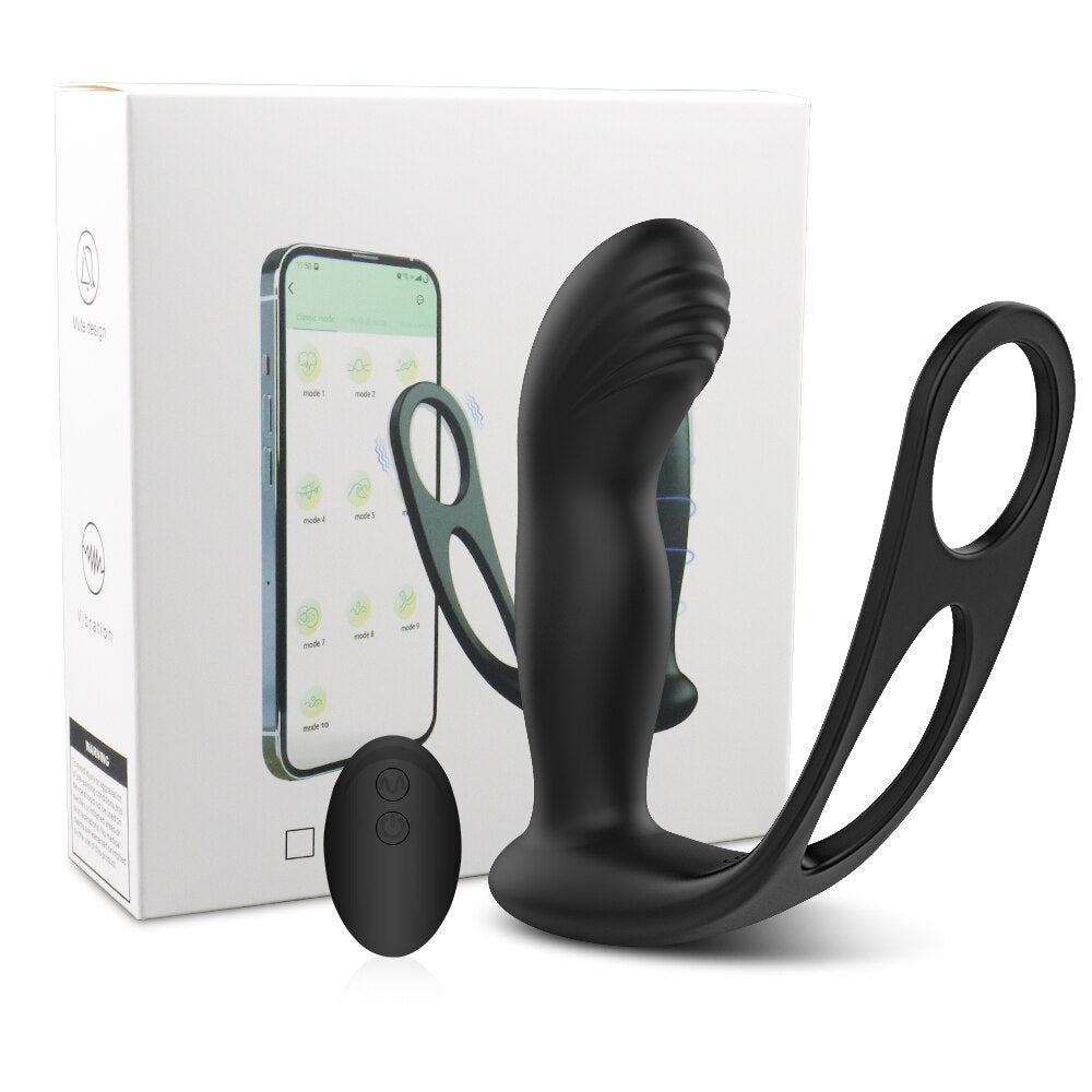 Vibrator ชายต่อมลูกหมากนวด Butt Plug ชะลอการแหวนควบคุม Backyard ของเล่นสามจุดกระตุ้นคู่ Flirt